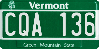 VT license plate CQA136