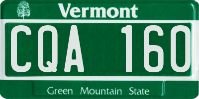 VT license plate CQA160