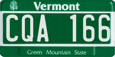 VT license plate CQA166