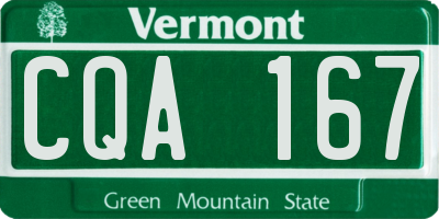 VT license plate CQA167
