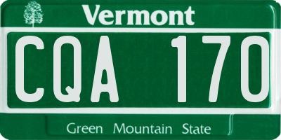VT license plate CQA170