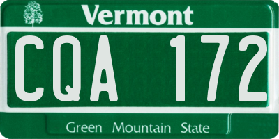 VT license plate CQA172
