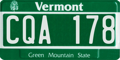 VT license plate CQA178