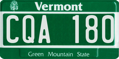 VT license plate CQA180