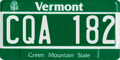 VT license plate CQA182