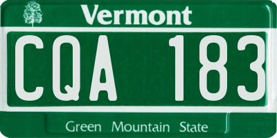 VT license plate CQA183