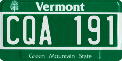 VT license plate CQA191