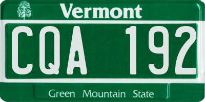 VT license plate CQA192