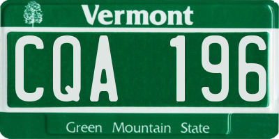 VT license plate CQA196