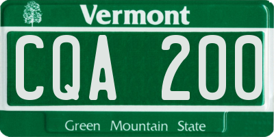 VT license plate CQA200