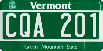VT license plate CQA201