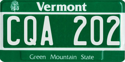 VT license plate CQA202