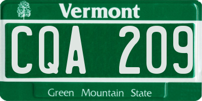 VT license plate CQA209