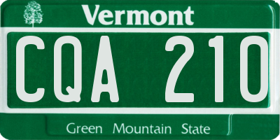 VT license plate CQA210