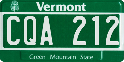 VT license plate CQA212