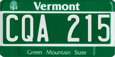 VT license plate CQA215