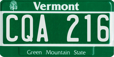 VT license plate CQA216
