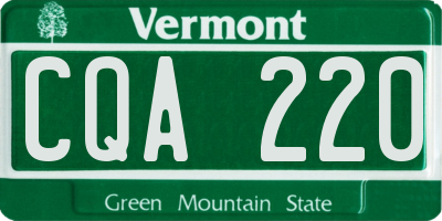 VT license plate CQA220