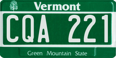 VT license plate CQA221