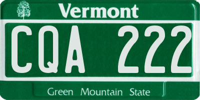 VT license plate CQA222