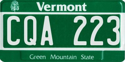 VT license plate CQA223