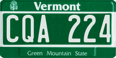 VT license plate CQA224