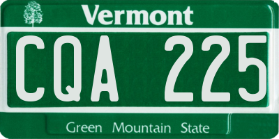 VT license plate CQA225