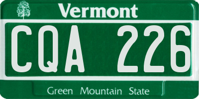 VT license plate CQA226