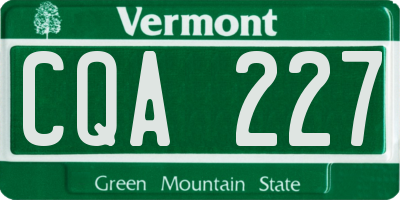 VT license plate CQA227