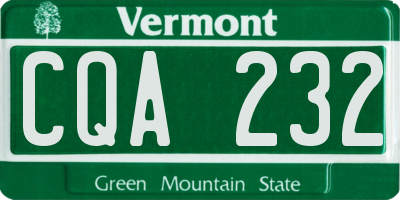 VT license plate CQA232