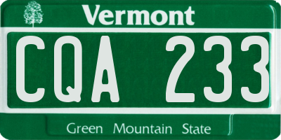 VT license plate CQA233