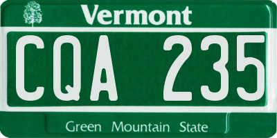 VT license plate CQA235