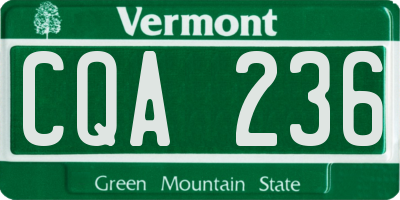 VT license plate CQA236