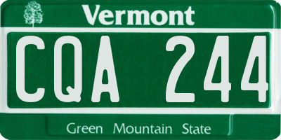 VT license plate CQA244