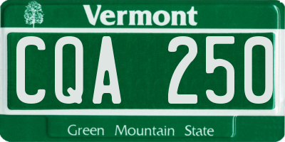 VT license plate CQA250