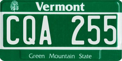 VT license plate CQA255