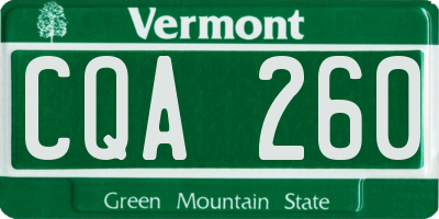 VT license plate CQA260