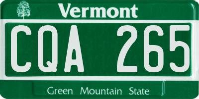 VT license plate CQA265