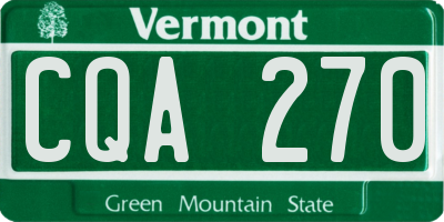 VT license plate CQA270