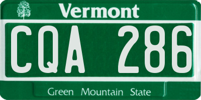 VT license plate CQA286