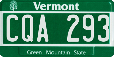 VT license plate CQA293