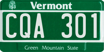 VT license plate CQA301