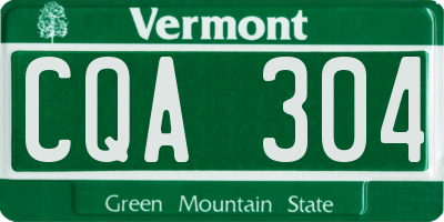 VT license plate CQA304