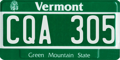 VT license plate CQA305
