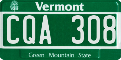 VT license plate CQA308