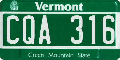 VT license plate CQA316