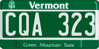 VT license plate CQA323