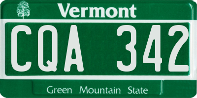 VT license plate CQA342