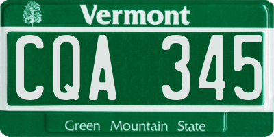 VT license plate CQA345