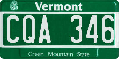 VT license plate CQA346